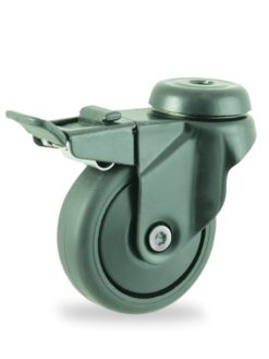 Ρόδα 75mm βαφής μαύρη ενισχυμένη με φρένο